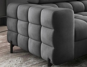 Colțar gri închis extensibil/cu spațiu de depozitare cu tapițerie din catifea (cu colț pe partea dreaptă/în formă de ”L”) Ferucce – ELTAP