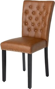 Set 2 scaune Stil Baroc, Piele Sintetica, Maro Coniac, CASTLE