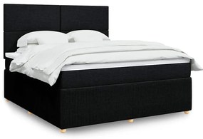 vidaXL Pat box spring cu saltea, negru, 180x200 cm, catifea