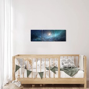 Tablou - Stele și nebuloase (cu ceas) (90x30 cm)