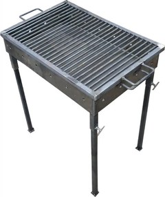 Gratar de gradina traditional HouseXL™ Premium Barbecue, Picioare din teava rectangulara cu surub, Realizat manual, Sarma grill 8mm, 70 X 50 CM, Natur