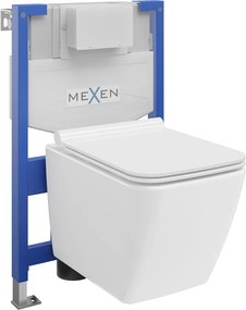Mexen Vega set subteran WC cadru Fenix XS-F cu vas WC și capac cu coborâre lentă, alb lucios - 68030654000