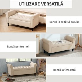 HOMCOM Bancă de Depozitare din Țesătură tip Catifea cu Spațiu Ascuns, Bej | Aosom Romania