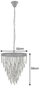 Candelabru CRYSTAL 50cm metal negru, cristale sticla