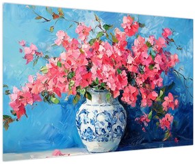 Tablou - Vază cu flori roz (90x60 cm)