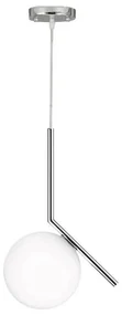 Pendul Moon, d 34 cm, h 185 cm, e27, 40 w, metal/sticla, argintiu/alb