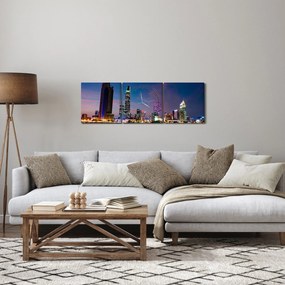 Tablou orașului nocturn (cu ceas) (90x30 cm)