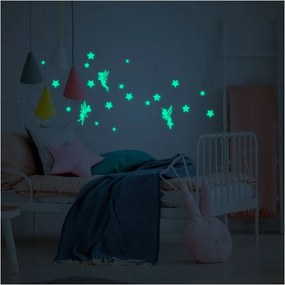 Set autocolante fosforescente de perete Ambiance Fairies and Stars