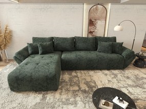 Colțar extensibil dumonde cu ladă de depozitare si sezut confortabil din spuma high-density, Berlin XL Euphoria Green 350x185 cm