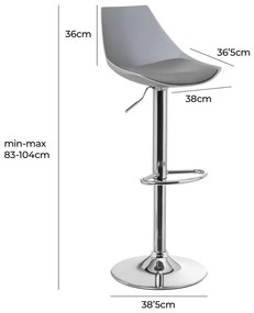 Scaune de bar gri cu înălțime ajustabilă 2 buc. din imitație de piele (înălțime șezut 56,5 cm) – Casa Selección