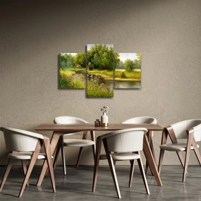 Tablou - Râu lângă pădure, pictură în ulei (90x60 cm)