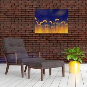 Tablou pe sticlă - Păpădii (70x50 cm)