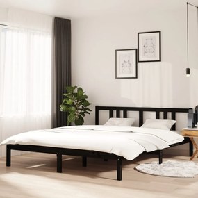 814898 vidaXL Cadru de pat, negru, 160x200 cm, lemn masiv de pin