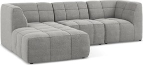 Colțar gri cu tapițerie din țesătură bouclé (cu colț pe partea stângă/cu șezlong) Aloha – Makamii