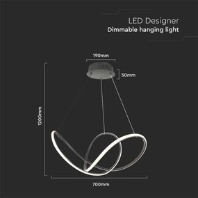 Lustră LED dimabilă pe cablu LED/50W/230V 3000K negru