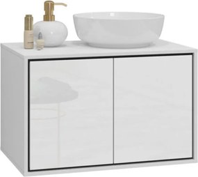 Dulap lemn masiv baie Irvella pentru chiuvetă, 78 × 51 × 48 cm - Crem