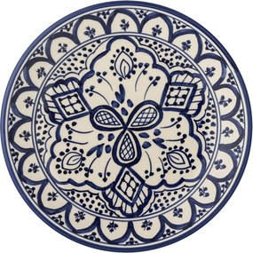 Farfurie din ceramică, albastru, model mediteranean pictat manual, 2 x 19 cm, „Karlie”