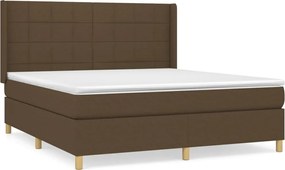 vidaXL Pat continental cu saltea maro închis 180x200cm material textil