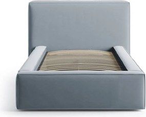 Pat albastru deschis tapițat cu spațiu de depozitare cu somieră 90x200 cm Jodie – Micadoni