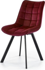 Scaun tapitat K332, visiniu/negru, stofa catifelata/metal, 46X61X84 cm