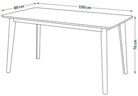 MAZZONI EXPORT ROXY Stejar natural - MASĂ RECTANGULARĂ DE LEMN 120 sau 150 cm PENTRU BUCĂTĂRIE/SUFRAGERIE RETRO