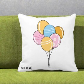 Perna Decorativa Baloane Petrecere, 40x40 cm, Alba Mata, Husa Detasabila, Perna Inclusa, BEKZ®