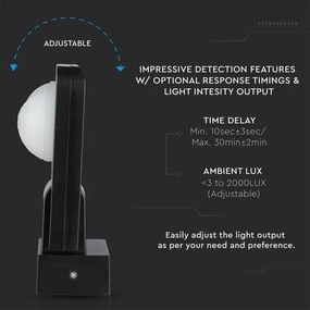 Senzor de mișcare cu infraroșu de exterior 360° 1000W/230V IP65 negru