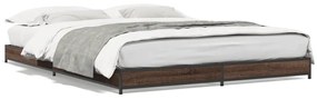 845165 vidaXL Cadru de pat, stejar maro, 135x190 cm, lemn prelucrat și metal