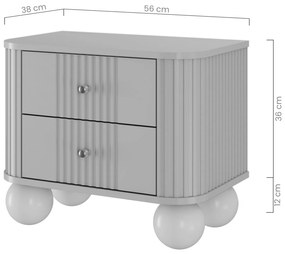 Set noptiere Vesper 56 cm - cașmir / nuc / mânere negre picioare rotunde