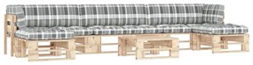 Set mobilier de gradina cu perne, 6 piese, lemn pin tratat