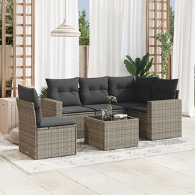 3218970 vidaXL Set mobilier grădină cu perne, 6 piese, gri, poliratan