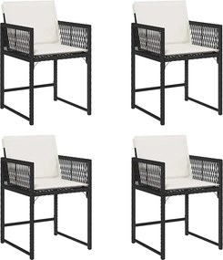 vidaXL Scaune de grădină cu perne, 4 buc., negru, poliratan