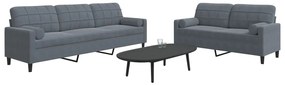 vidaXL Set de canapele cu perne/rulouri, 2 piese, gri închis, catifea