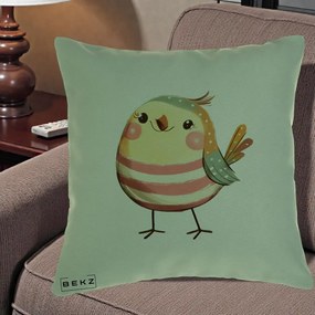 Perna Decorativa Pui Kawaii Pastel Dungat, 40x40 cm, Verde, Husa Detasabila, Perna Inclusa, BEKZ®