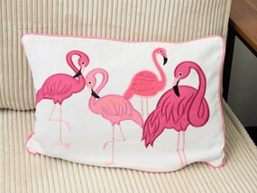 Husa de perna decorativa PINK FEATHERS 30x45 cm, alba