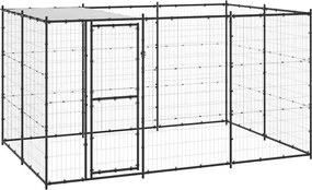 vidaXL Padoc pentru câini de exterior cu acoperiș, 7,26 m², oțel