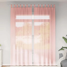vidaXL Perdele Voile cu Bucle 2 buc Roz 140x260 cm