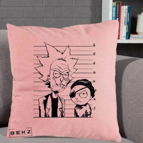 Perna Personalizata Rick si Morty Dosar, 40x40 cm, Roz, Husa Detasabila, Perna Inclusa, BEKZ®