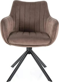 Scaun living rotativ AZALIA, cappuccino/negru, stofa catifelata/metal,