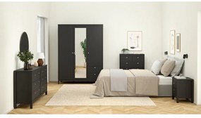 Șifonier negru cu oglindă 150x199x58 cm Madrid – Tvilum