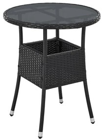 Juskys Masa rotunda Yoro Ø60 cm din ratan - negru