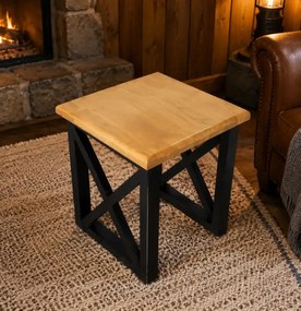 Masuta cafea lemn Country Homs 45 x 40 x 40, nuc si negru