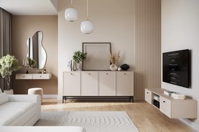 Consolă / măsuță toaletă suspendată Lorini 100 cm cu sertare - cașmir / mânere negre