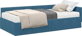 vidaXL Cadru de pat colțar cu saltea Altele 2 pcs albastru Catifea