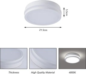 Brilagi - Lampă LED de exterior cu senzor BENE LED/18W/230V, Ø 21,5 cm, albă, IP54