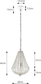 Lustră de cristal pe lanț GRÄNSÖ 1xE27/60W/230V Markslöjd 104889