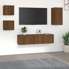 3120277 vidaXL Set dulapuri TV, 5 piese, stejar maro, lemn prelucrat