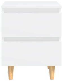 Noptiere cu picioare lemn masiv pin, 2 buc., alb, 40x35x50 cm