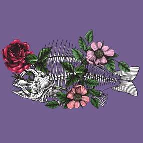 Ilustrație Symbolic illustration with blooming fish skeleton., olgamoopsi