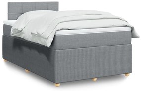 vidaXL Pat continental cu saltea, gri deschis, 120x200 cm, textil